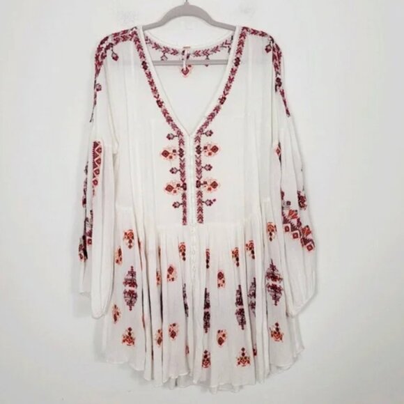 Free People Ariana Embroidered Tunic L - Picture 4 of 5